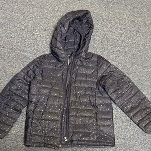 Gap lightweight heart Black Puffer Jacket with Colorful Dots